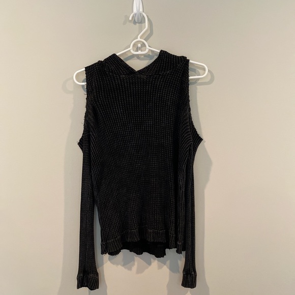 XS/S Vintage Havana Black Waffled Hoodie - Picture 1 of 4